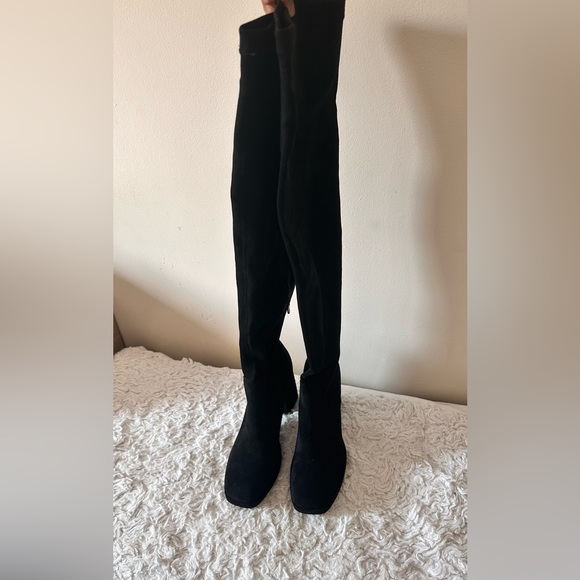 Krush Platform Over the Knee  Block Heel Black Boots - Picture 3 of 6